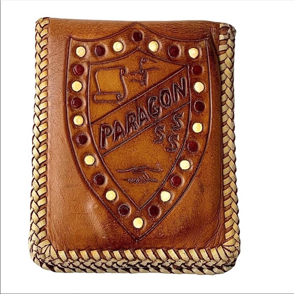 Vintage Hand Tooled Leather Bi Fold Wallet - Picture 3 of 5
